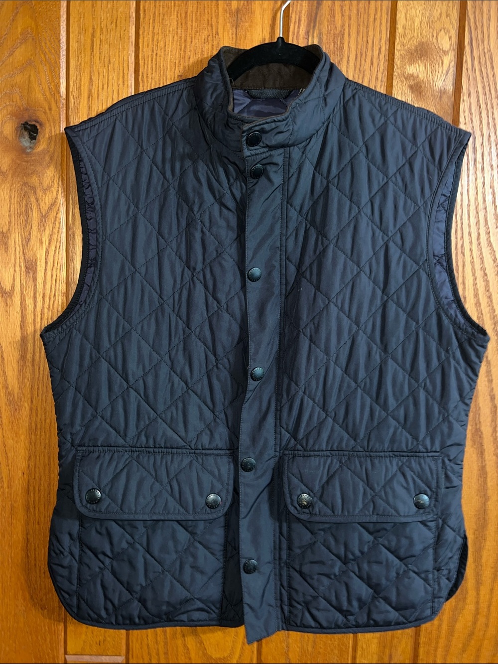 Barbour Navy Quilted Men's Vest with Stand Collar Size XL